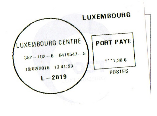 Luxembourg Postmark and Stamp